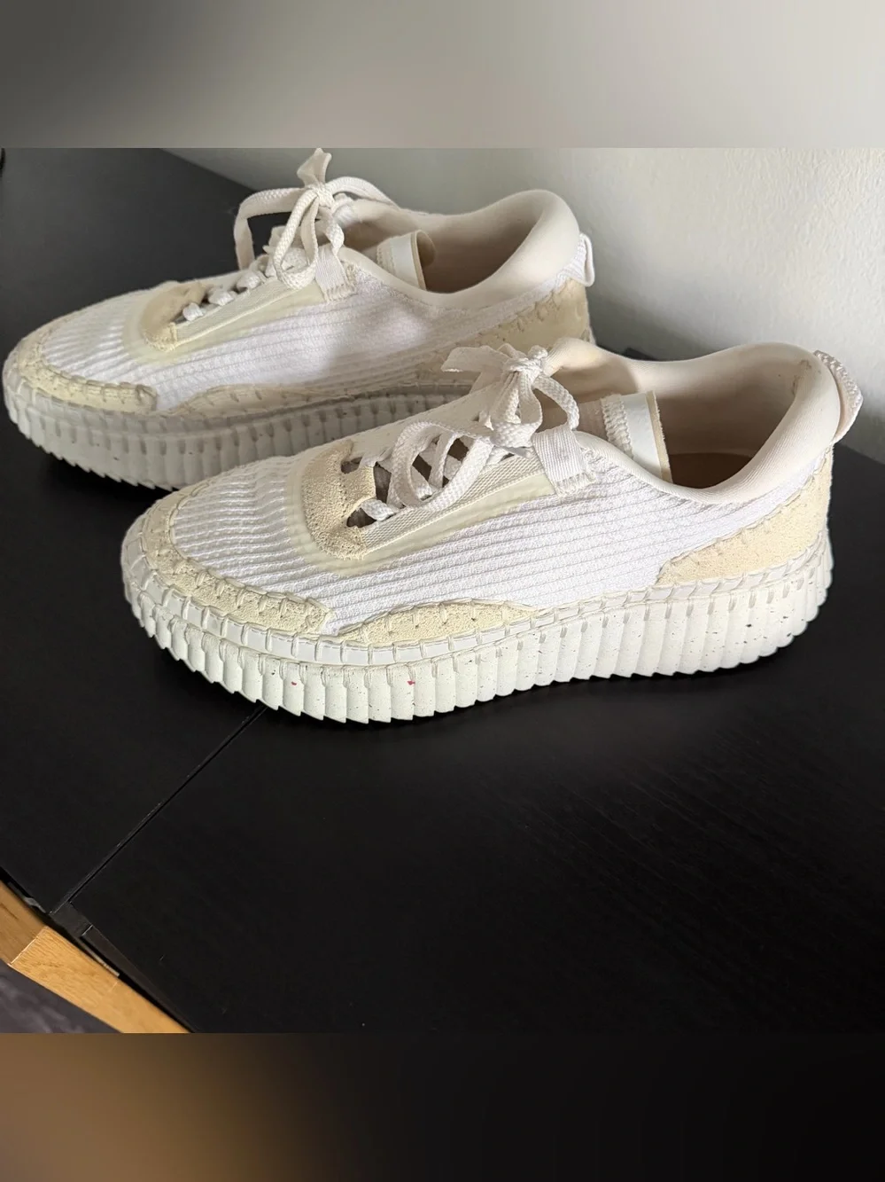 Chloé Nama Platform Sneakers White Cream Size 40 US 10
